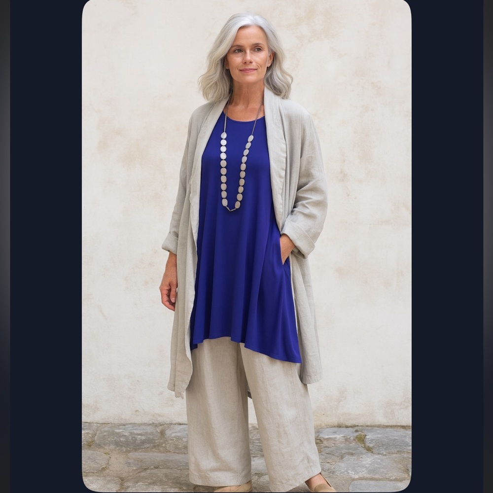 Eileen Fisher Purple Jersey Tunic Long Hi-Lo Top Women's Small